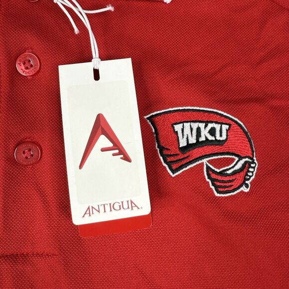 Western Kentucky Hilltoppers Shirt Men Small Red Antigua Polo WKU Towel Logo NWT - Picture 5 of 12